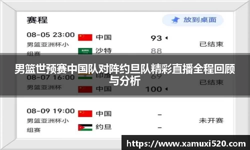 男篮世预赛中国队对阵约旦队精彩直播全程回顾与分析